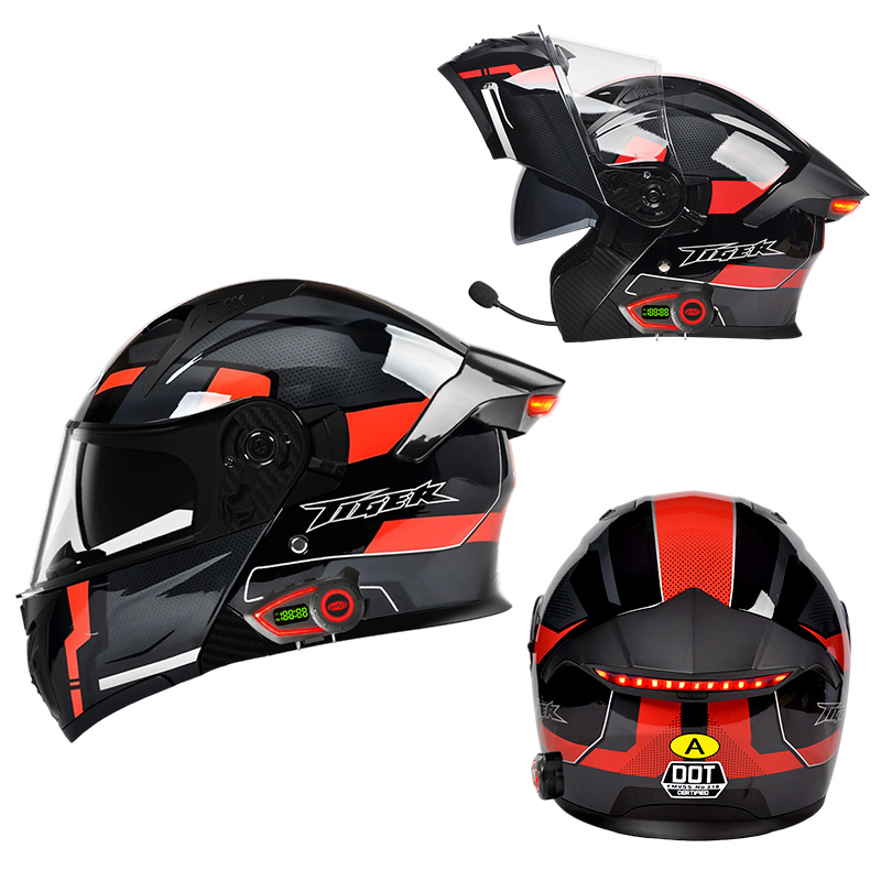 Full Face Motorcycle Helmet With Bluetooth - Мотоциклетный шлем с LED-подсветкой и Bluetooth,